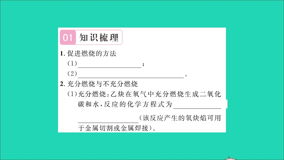 2021九年级化学上册 第六单元 燃烧与燃料第一节 燃烧与灭火第2课时 促进燃烧的方法和爆炸习题课件 鲁教版.ppt_第2页