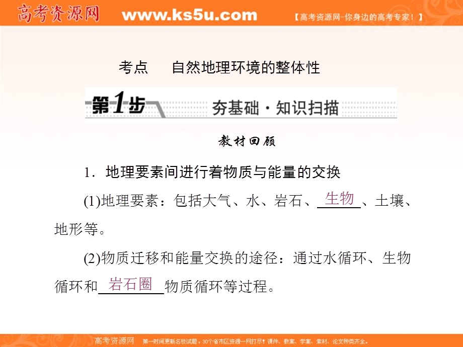 2017届新课标高考总复习地理课件：第5章 第1讲　自然地理环境的整体性 .ppt_第3页