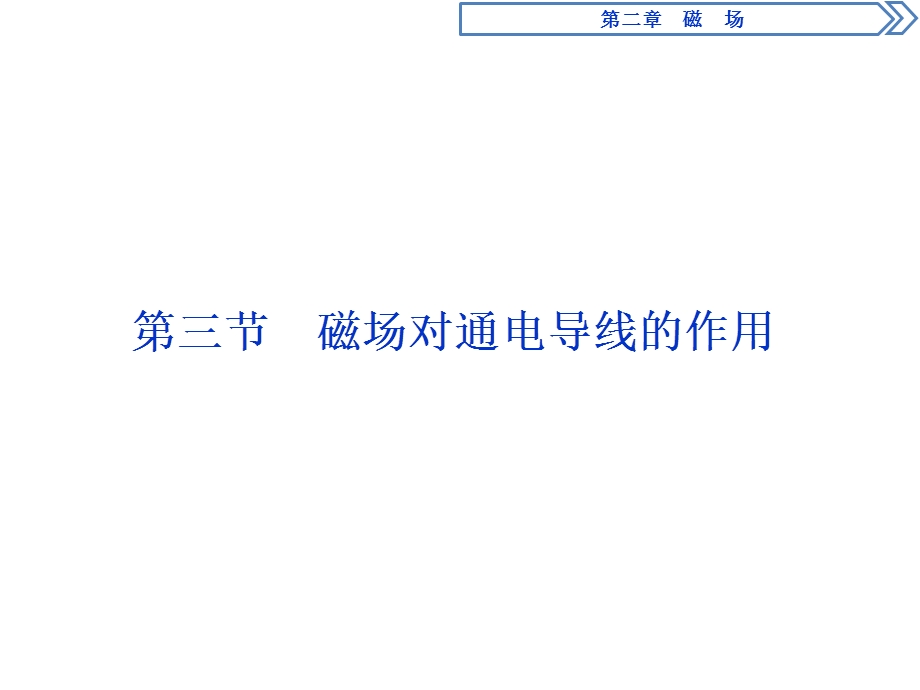 2019-2020学年人教版物理选修1-1 第二章　磁　场3 第三节　磁场对通电导线的作用 .ppt_第1页