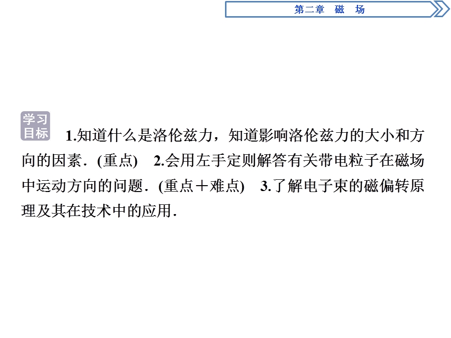 2019-2020学年人教版物理选修1-1 第二章　磁　场4 第四节　磁场对运动电荷的作用 .ppt_第2页