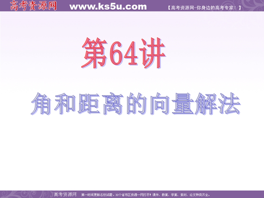 2013届新课标高中数学（理）第一轮总复习第11章 第64讲 角和距离的向量解法.ppt_第2页