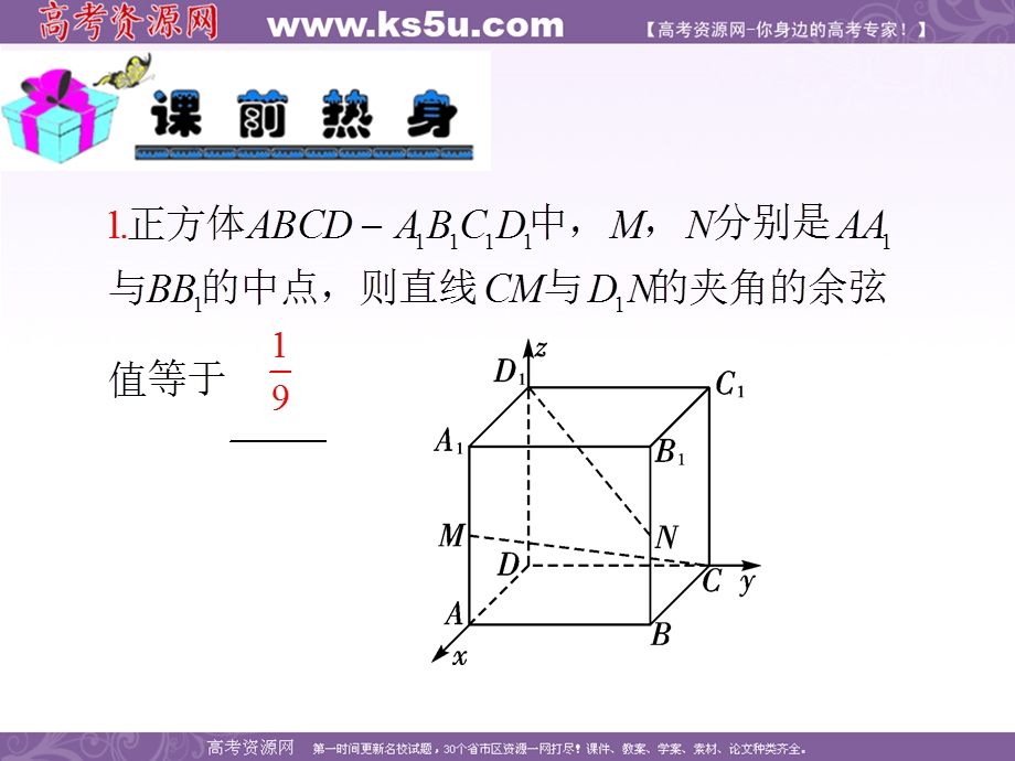 2013届新课标高中数学（理）第一轮总复习第11章 第64讲 角和距离的向量解法.ppt_第3页