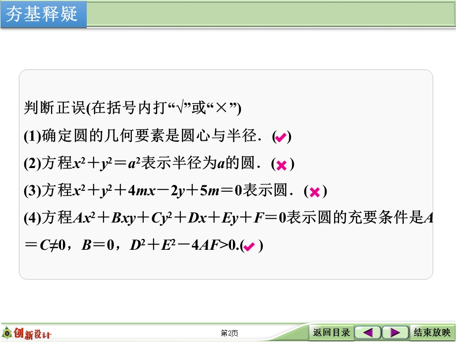 2016届 数学一轮（理科） 北师大版 课件 第九章 平面解析几何 第3讲 圆与圆的方程 .ppt_第2页