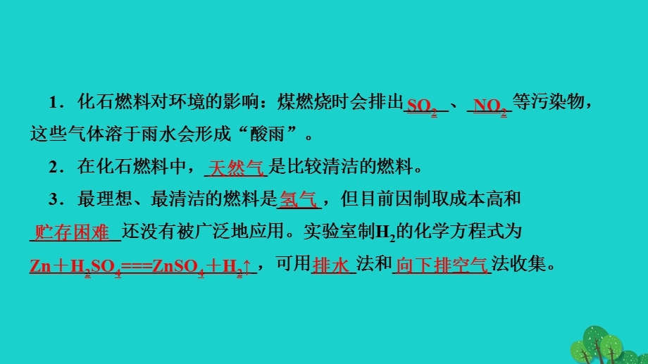 2022九年级化学上册 第七单元 燃料及其利用课题2 燃料的合理利用与开发 第2课时使用燃料对环境的影响作业课件 （新版）新人教版.ppt_第3页