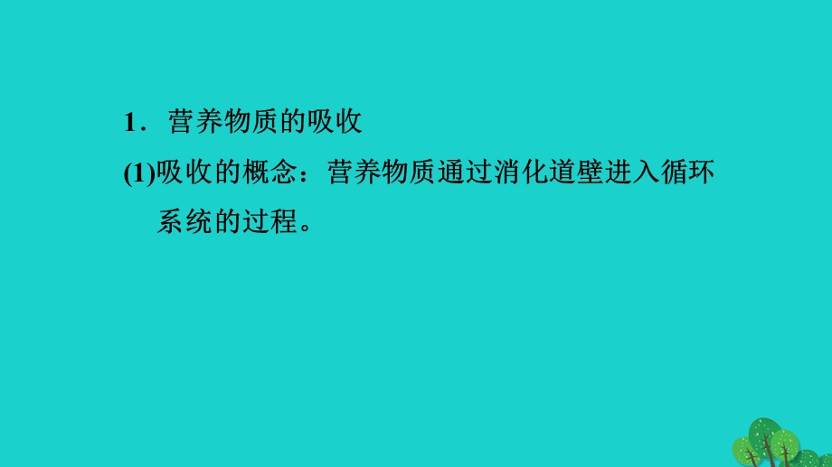 2022七年级生物下册 第四单元 生物圈中的人第二章 人体的营养第2节 消化和吸收第2课时 营养物质的吸收习题课件（新版）新人教版.ppt_第2页