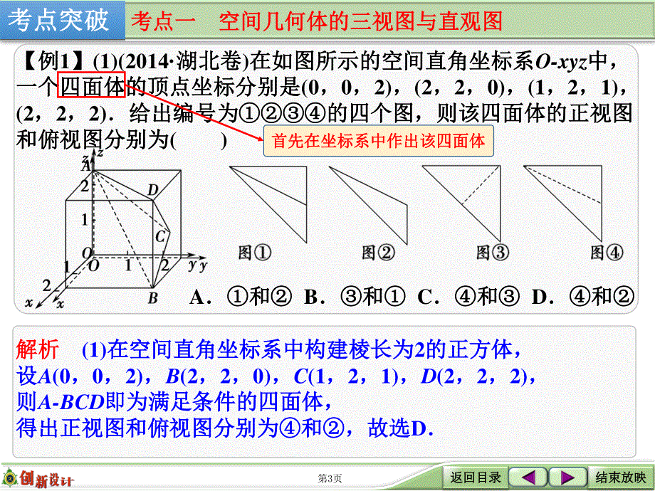 2016届 数学一轮（理科） 人教A版 课件 第八章 立体几何 第1讲　空间几何体的三视图、直观图、表面积与体积 .ppt_第3页