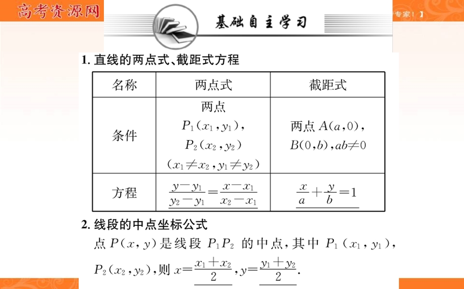 2021-2022学年新教材人教A版数学选择性必修第一册课件：2-2-2直线的两点式方程 .ppt_第2页