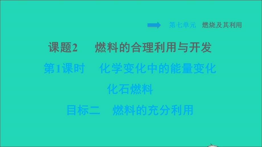 2021九年级化学上册 第7单元 燃料及其利用 课题2 燃料的合理利用与开发第1课时 化学反应中的能量变化与化石燃料 目标二 燃烧的充分利用习题课件（新版）新人教版.ppt_第1页