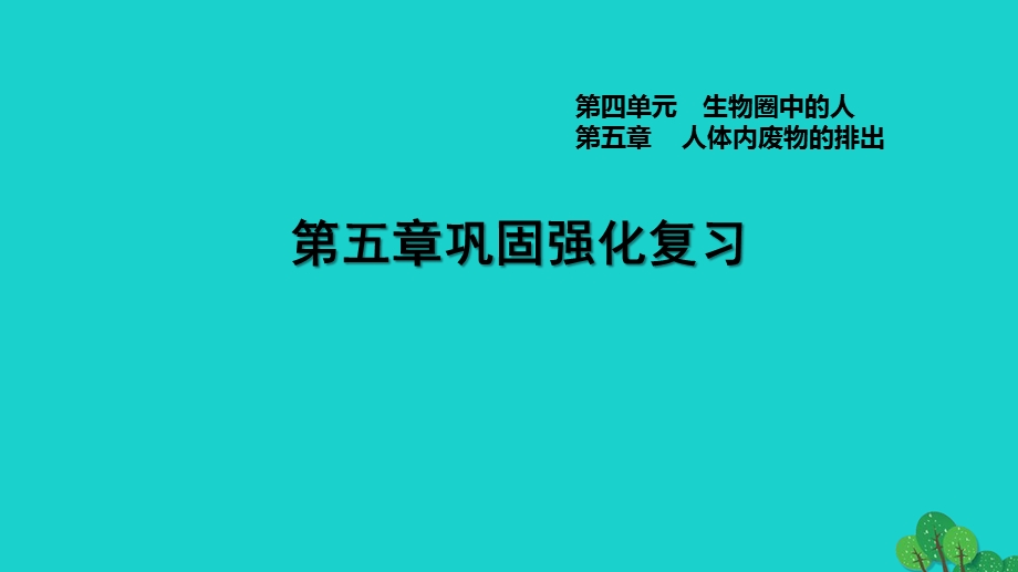 2022七年级生物下册 第四单元 生物圈中的人第五章 人体内废物的排出巩固强化复习习题课件（新版）新人教版.ppt_第1页