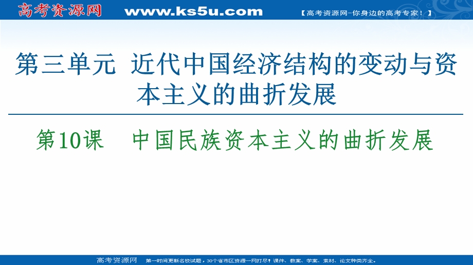 2020-2021学年人教历史必修2课件：第3单元 第10课　中国民族资本主义的曲折发展 .ppt_第1页