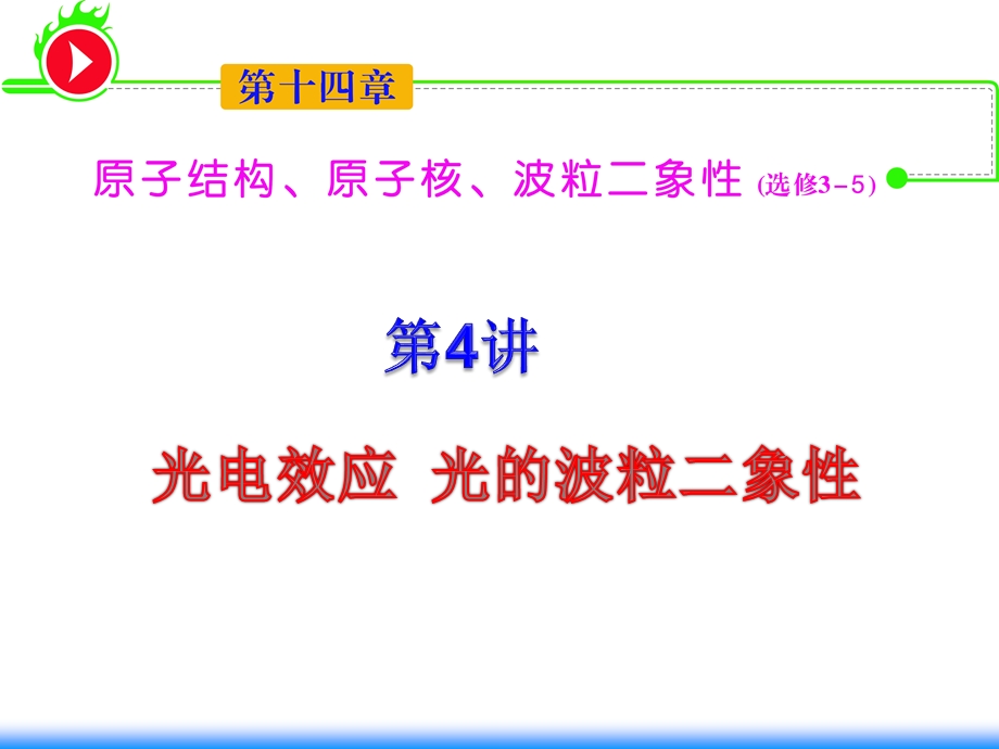 2012届湖南人教版学海导航新课标高中总复习（第1轮）物理：第14章_第4讲_光电效应_光的波粒二象性.ppt_第1页