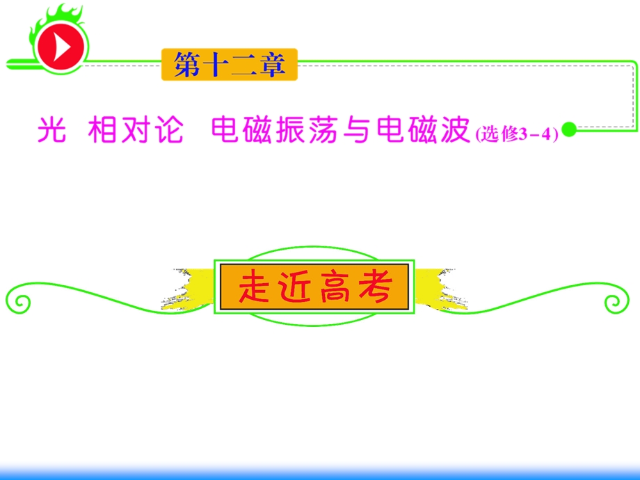 2012届湖南人教版学海导航新课标高中总复习（第1轮）物理：第12章_第1讲_光的折射_全反射.ppt_第1页