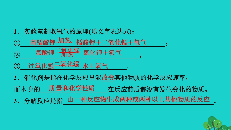 2022九年级化学上册 第二单元 我们周围的空气课题3 制取氧气 第1课时实验室制取氧气的原理催化剂作业课件 （新版）新人教版.ppt_第3页