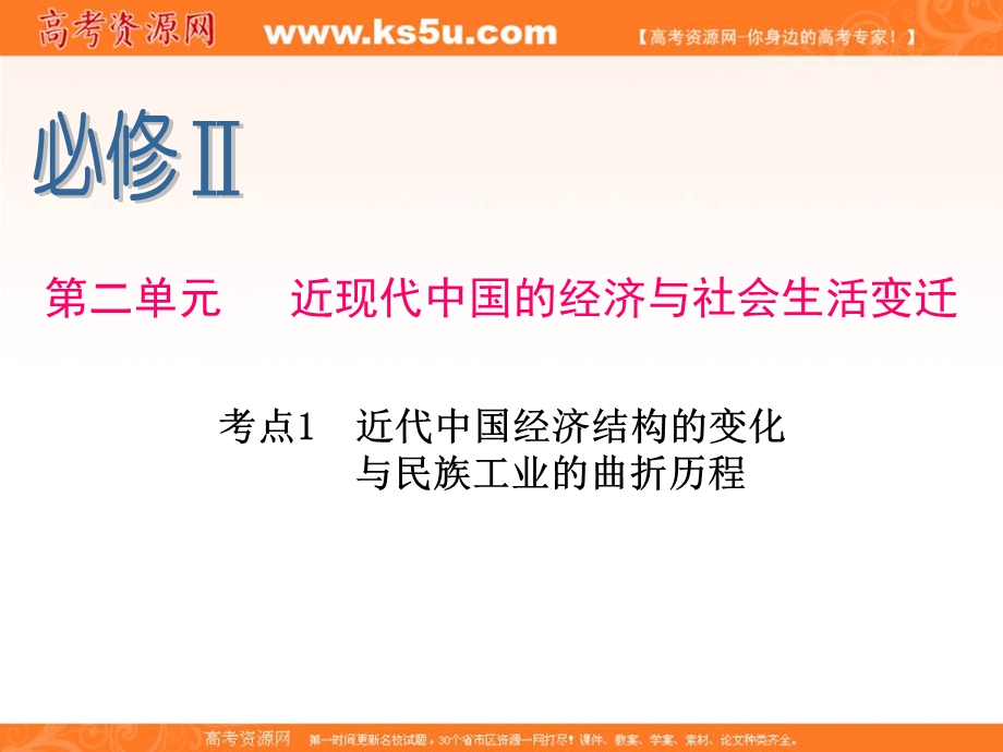 2013届新课标高考一轮复习（历史） 浙江专版课件：必修Ⅱ第2单元 考点1 近代中国经济结构的变化与民族工业的曲折历程.ppt_第1页