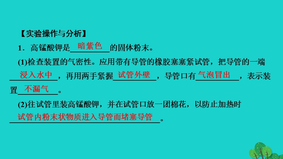 2022九年级化学上册 第二单元 我们周围的空气实验活动1 氧气的实验室制取与性质作业课件 （新版）新人教版.ppt_第3页