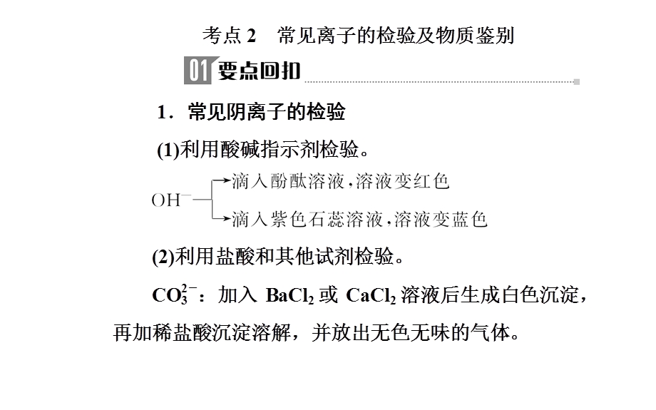 2020届化学高考二轮专题复习课件：第一部分 专题十二考点2 常见离子的检验及物质鉴别 .ppt_第2页