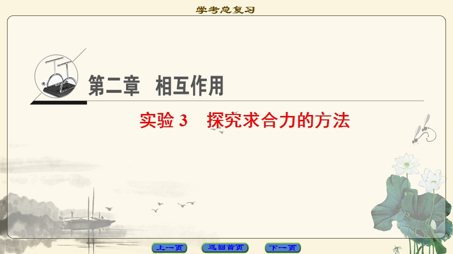 2018届高三物理（浙江学考）一轮复习课件：第2章 实验3 探究求合力的方法 .ppt_第1页