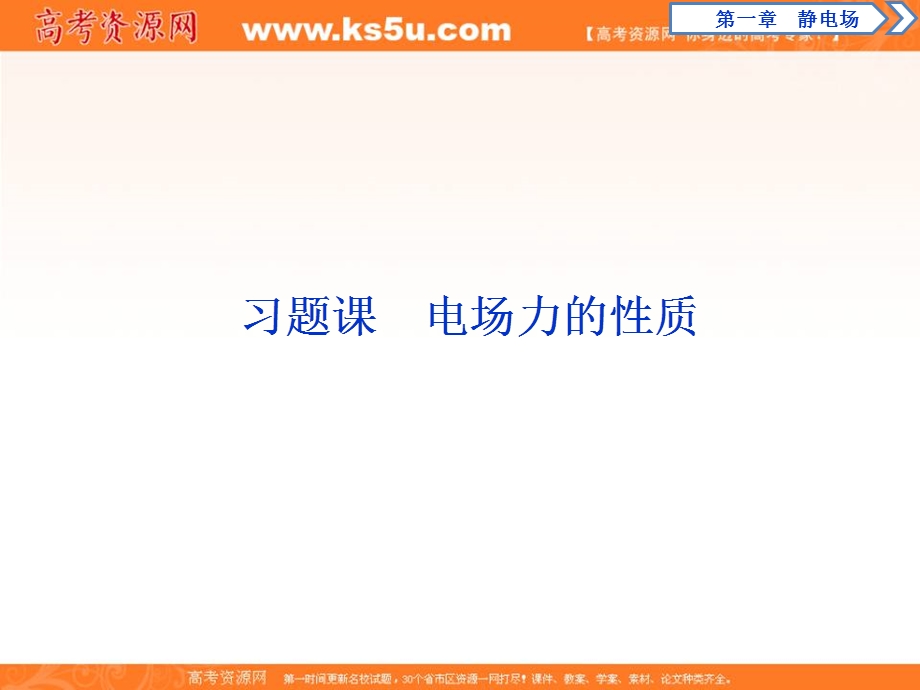 2019-2020学年人教版物理选修3-1课件：第一章 4 习题课　电场力的性质 .ppt_第1页