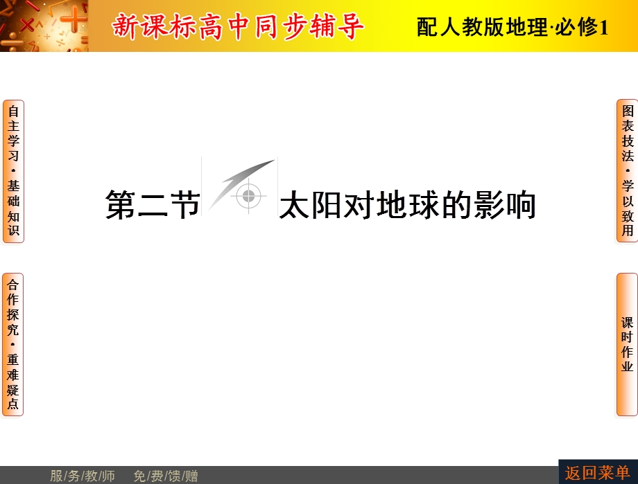 2015-2016学年人教版高一地理必修1课件：第1章 第2节 太阳对地球的影响 .ppt_第1页