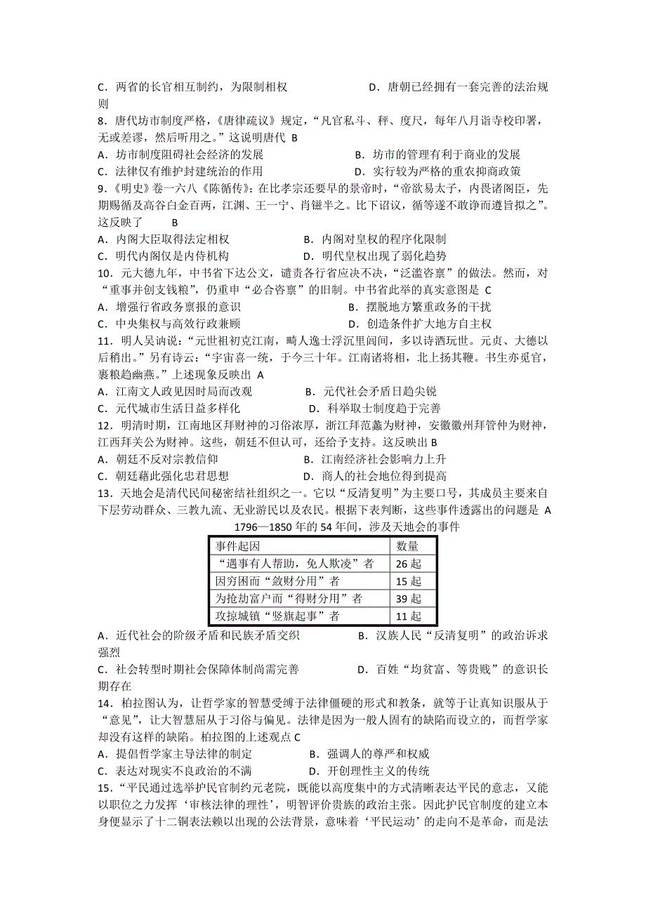 湖南省株洲市第二中学2016届高三上学期第三次月考历史试题 WORD版含答案.doc_第2页