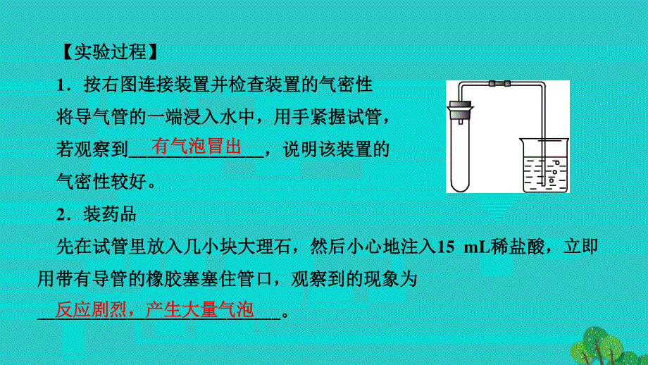 2022九年级化学上册 第六单元 碳和碳的氧化物实验活动2 二氧化碳的实验室制取与性质作业课件 （新版）新人教版.ppt_第3页