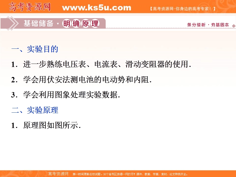 2019-2020学年人教版物理选修3-1课件：第二章 12 第10节　实验：测定电池的电动势和内阻 .ppt_第2页