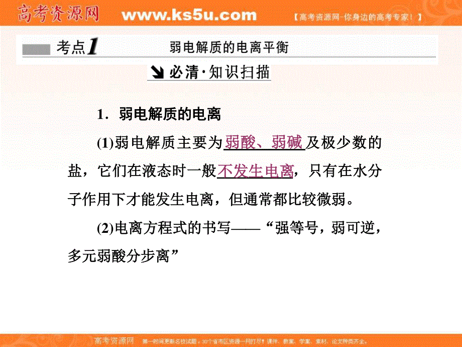 2017届高三化学一轮复习课件：第8章 第1节 弱电解质的电离平衡 .ppt_第3页