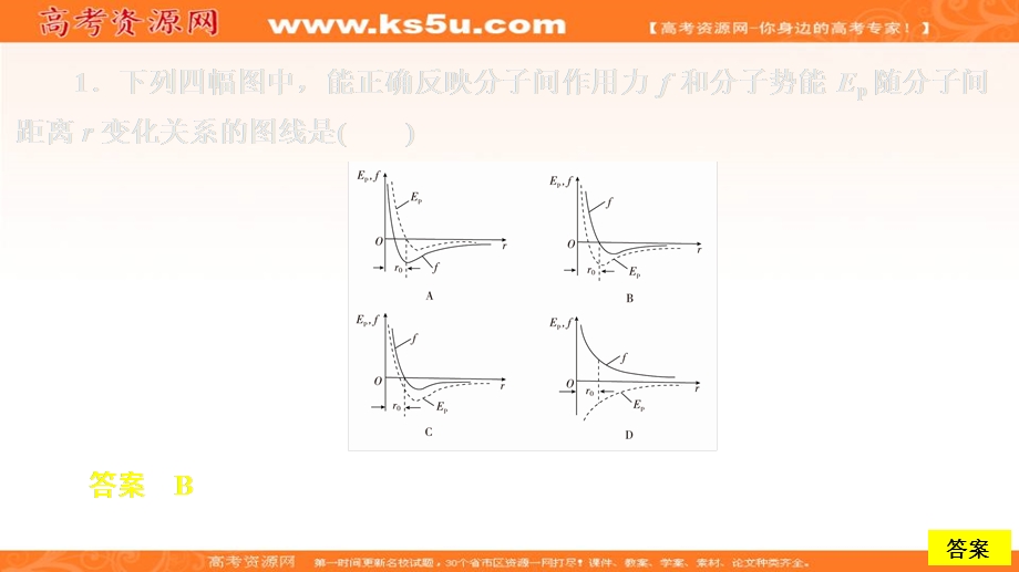 2019-2020学年人教版物理选修3-3培优教程课件：第七章 分子动理论水平测试 .ppt_第3页