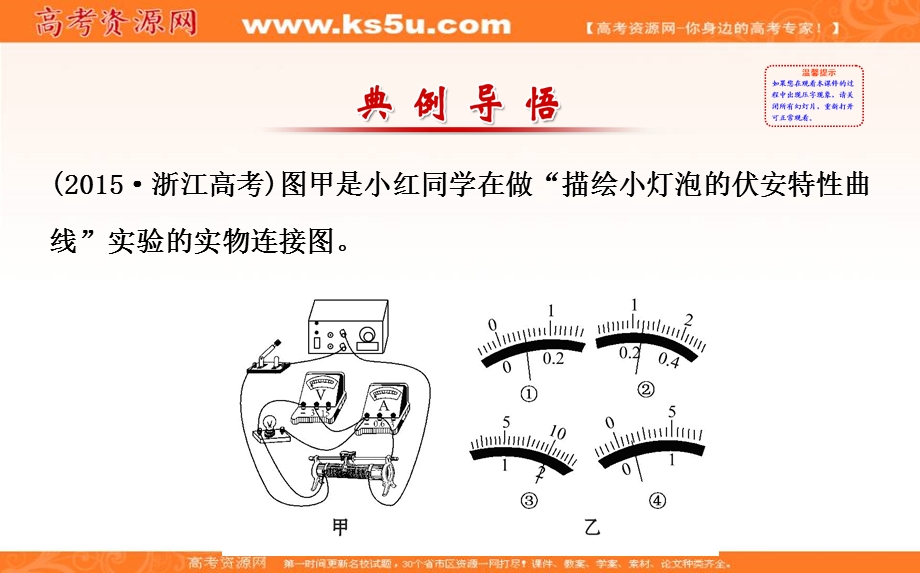 2017届高三人教版物理一轮复习动态演示实验课件：实验8 描绘小电珠的伏安特性曲线 .ppt_第2页