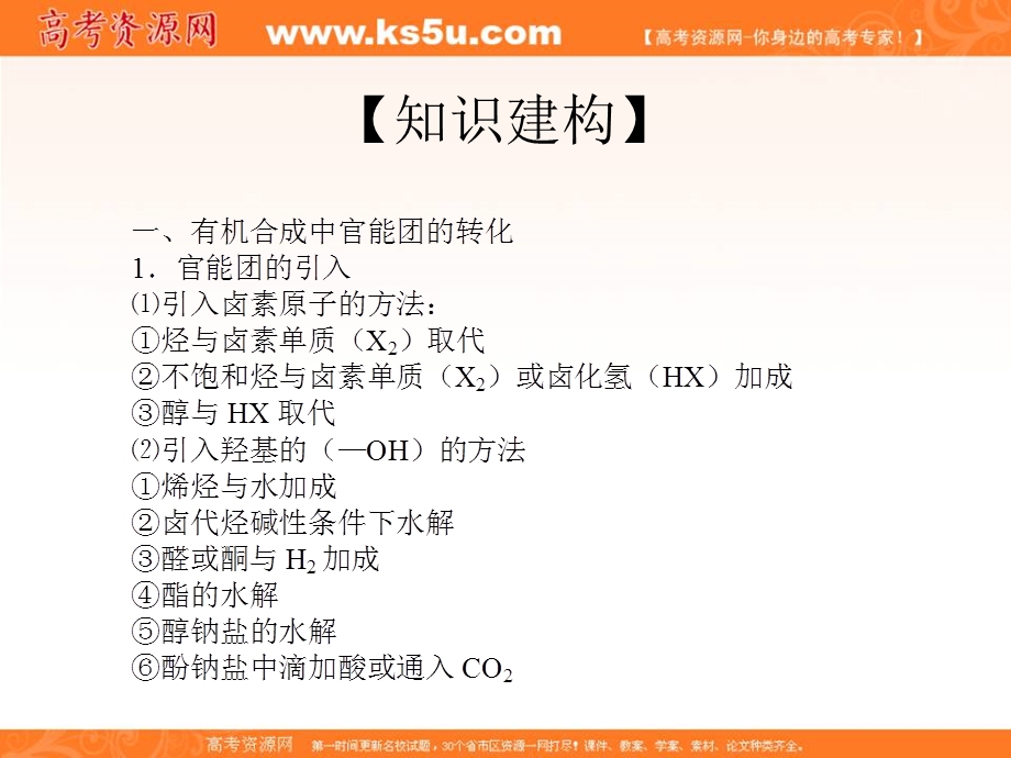 2017届高三化学一轮复习课件：有机化学基础 第12讲 有机物合成路线设计 .ppt_第3页