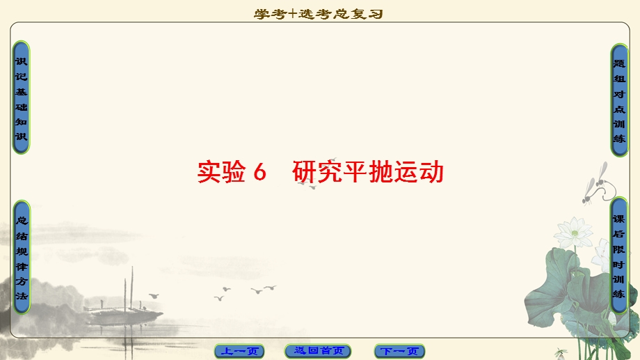 2018届高三物理（浙江选考）一轮复习课件：第4章 实验6　研究平抛运动 .ppt_第1页