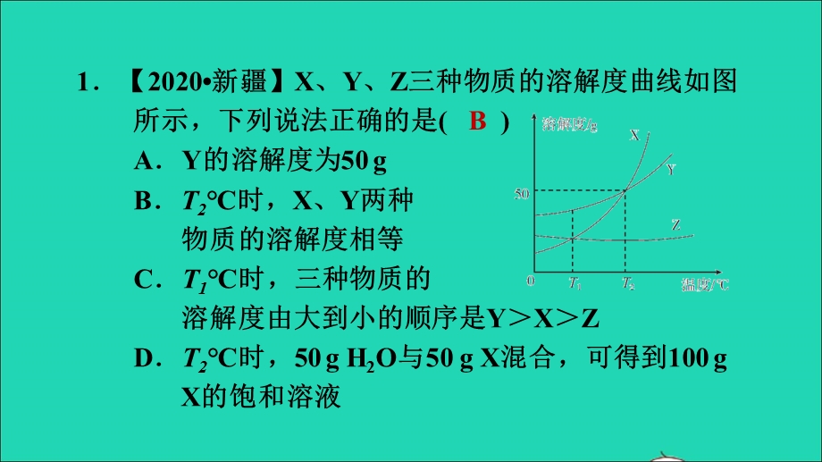 2022九年级化学下册 第8单元 海水中的化学单元高频考点专训 专训1 溶解度曲线的应用习题课件 鲁教版.ppt_第3页