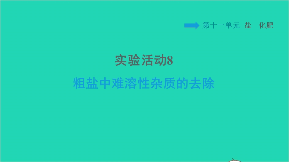 2022九年级化学下册 第11单元 盐 化肥 实验活动8 粗盐中难溶性杂质的去除习题课件（新版）新人教版.ppt_第1页