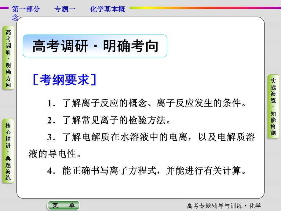 2017届高三化学二轮高考专题辅导与训练：第1部分专题1第3讲 离子反应 课件 .ppt_第2页