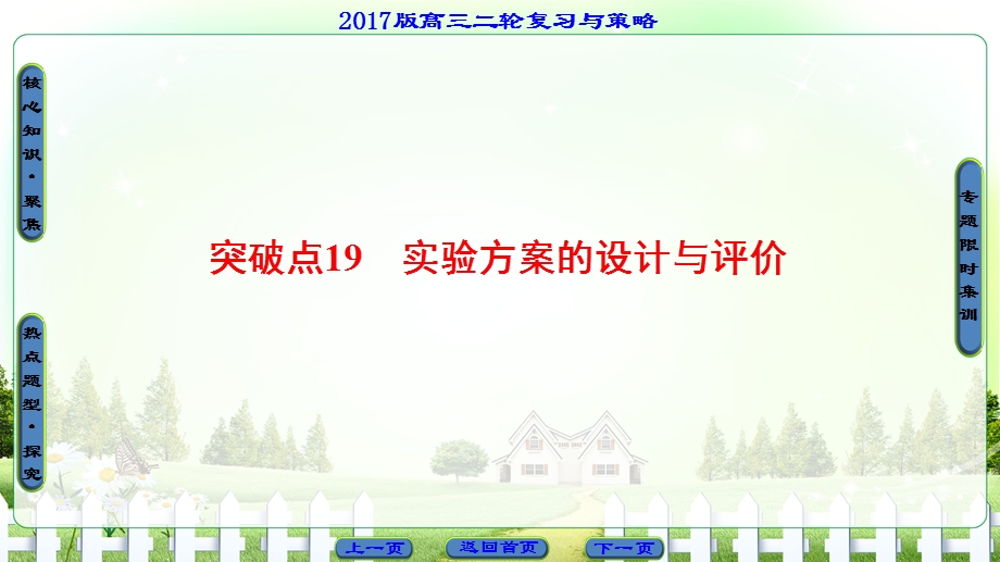 2017届高三化学（通用版）二轮复习课件：第1部分 专题4 突破点19　实验方案的设计与评价 .ppt_第1页