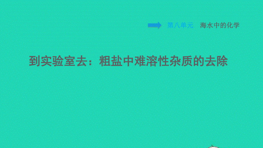 2022九年级化学下册 第8单元 海水中的化学到实验室去：粗盐中难溶性杂质的去除习题课件 鲁教版.ppt_第1页