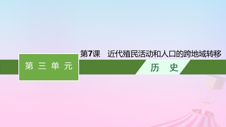 2023新教材高中历史 第3单元 人口迁徙、文化交融与认同 第7课 近代殖民活动和人口的跨地域转移课件 部编版选择性必修3.pptx_第1页