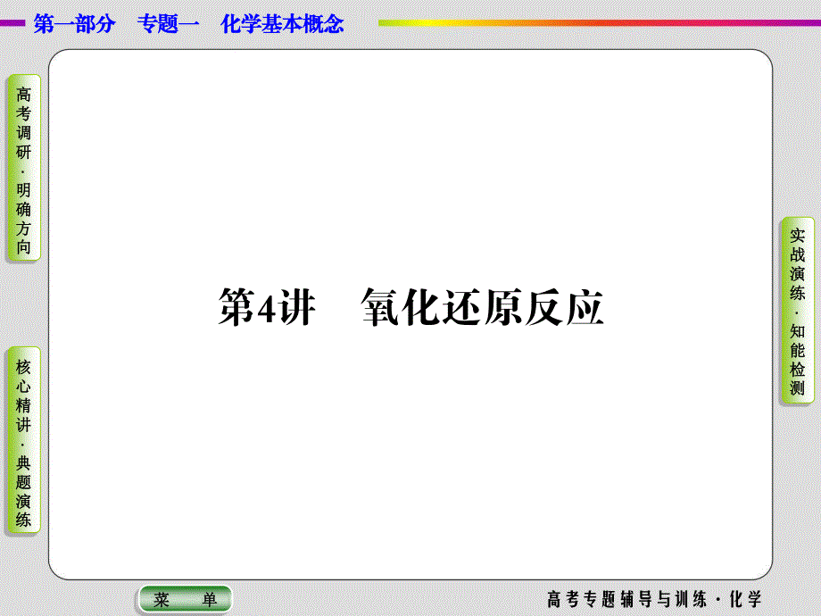 2017届高三化学二轮高考专题辅导与训练：第1部分专题1第4讲 氧化还原反应 课件 .ppt_第1页