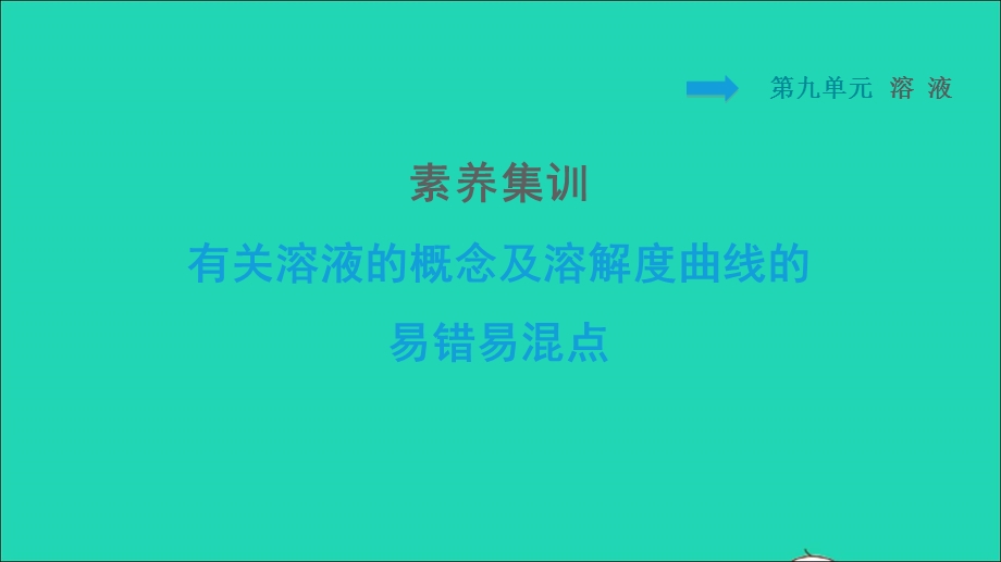 2022九年级化学下册 第9单元 溶液 素养集训 有关溶液的概念及溶解度曲线的易错易混点习题课件（新版）新人教版.ppt_第1页