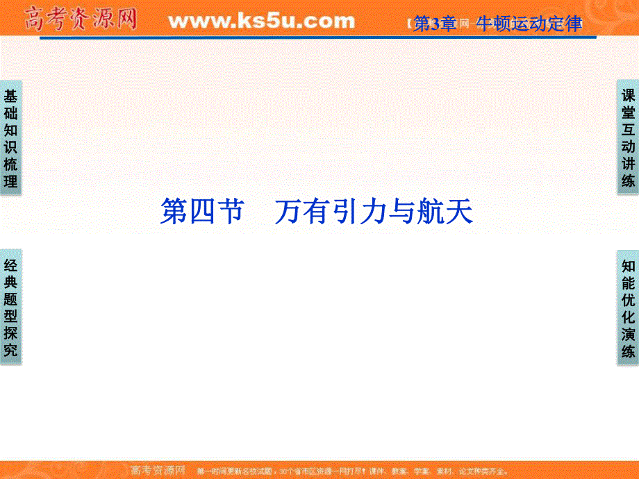 2012优化方案高三物理一轮复习课件--第4章第四节《万有引力与航天》.ppt_第1页
