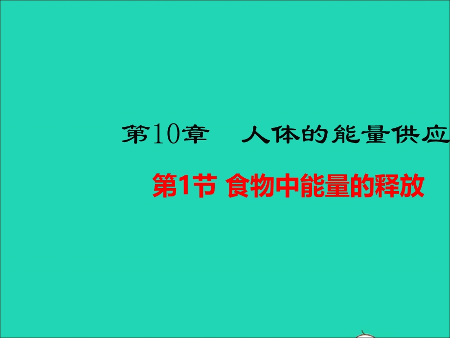 七年级生物下册 第四单元 生物圈中的人 第10章人体的能量供应 第1节 食物中能量的释放教学课件 （新版）北师大版.ppt_第1页