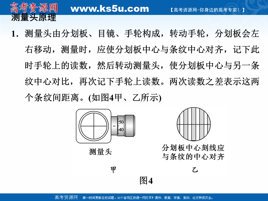 -学业水平考试2016-2017高中物理选修3-4（浙江专用 人教版）课件：实验：用双缝干涉测量光的波长 .ppt_第3页