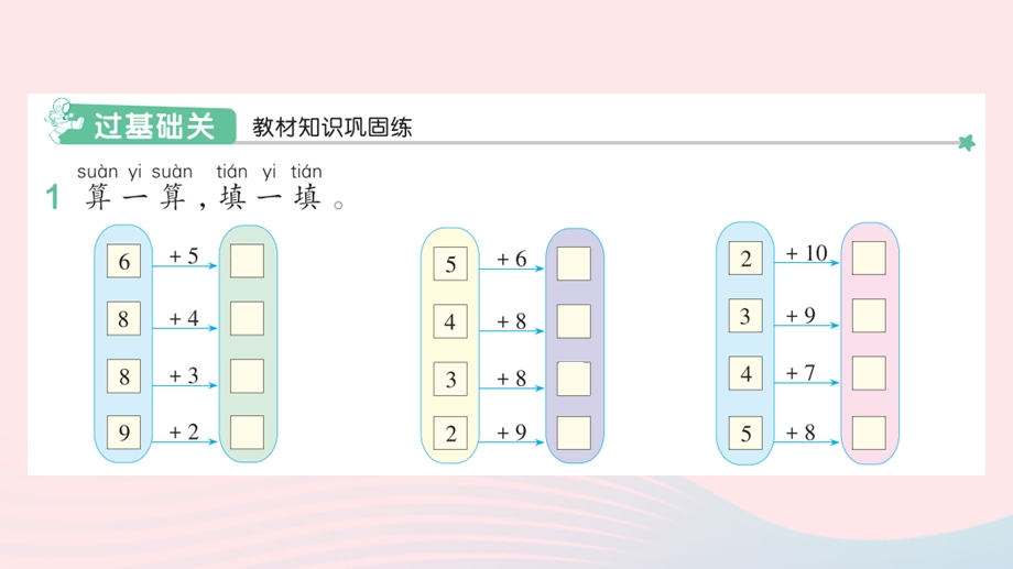 2022一年级数学上册 8 20以内的进位加法 4 5、4、3、2加几作业课件 新人教版.pptx_第2页