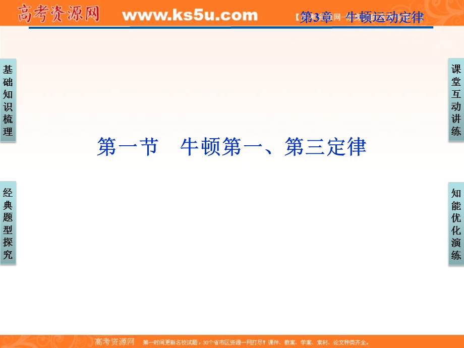 2012优化方案高三物理一轮复习课件--第3章第一节《牛顿第一、第三定律》.ppt_第1页