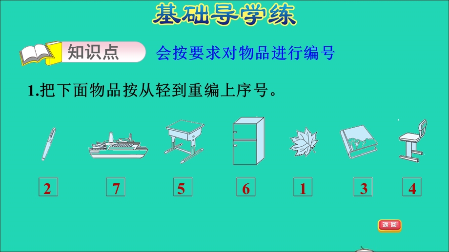 2021一年级数学上册 二 10以内数的认识第5课时 编号习题课件 冀教版.ppt_第3页