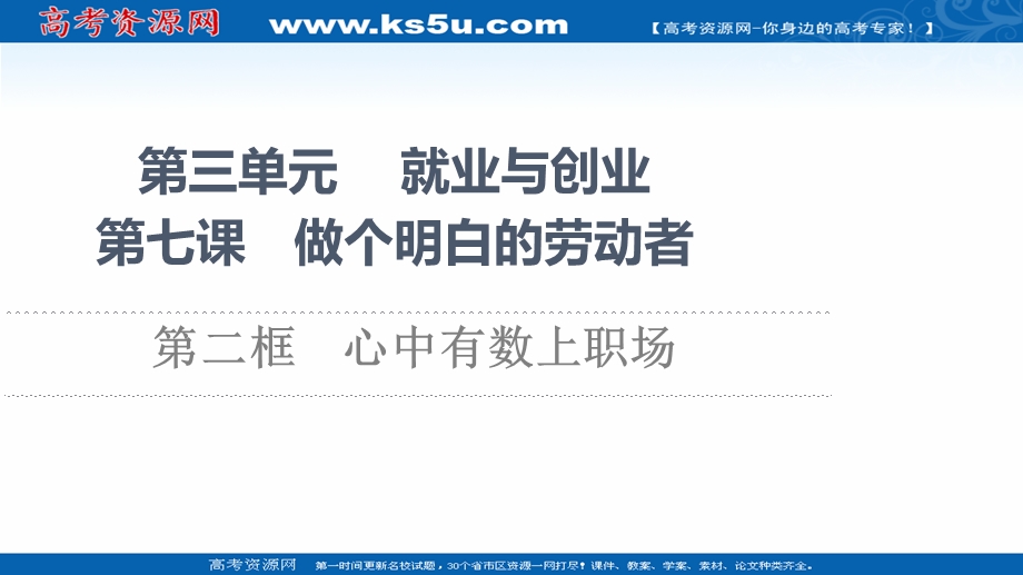 2021-2022同步新教材部编版政治选择性必修2课件：第3单元 第7课 第2框　心中有数上职场 .ppt_第1页