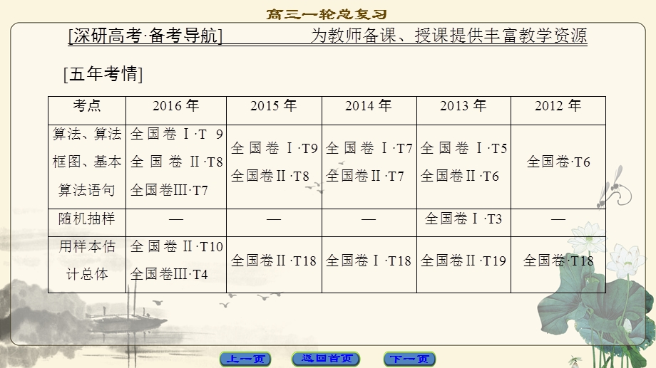 2018一轮北师大版（理）数学课件：第9章 算法初步、统计与统计案例 .ppt_第2页