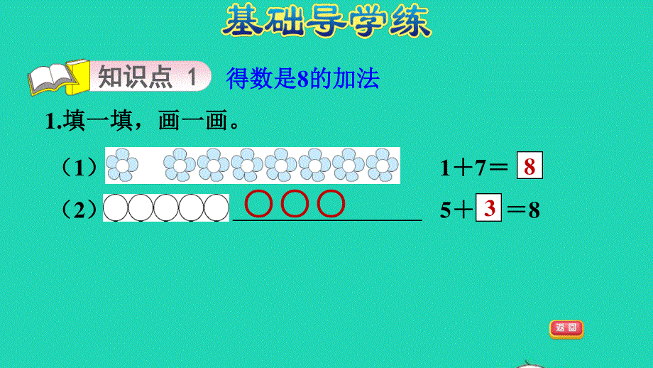 2021一年级数学上册 三 走进花果山——10以内数的加减法 信息窗5第7课时 得数是8的加法及8减几习题课件 青岛版六三制.ppt_第3页