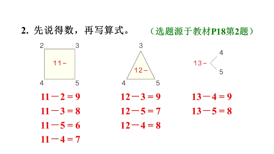 2022一年级数学下册 第2单元 20以内的退位减法第4课时 十几减5 4 3 2习题课件1 新人教版.ppt_第3页