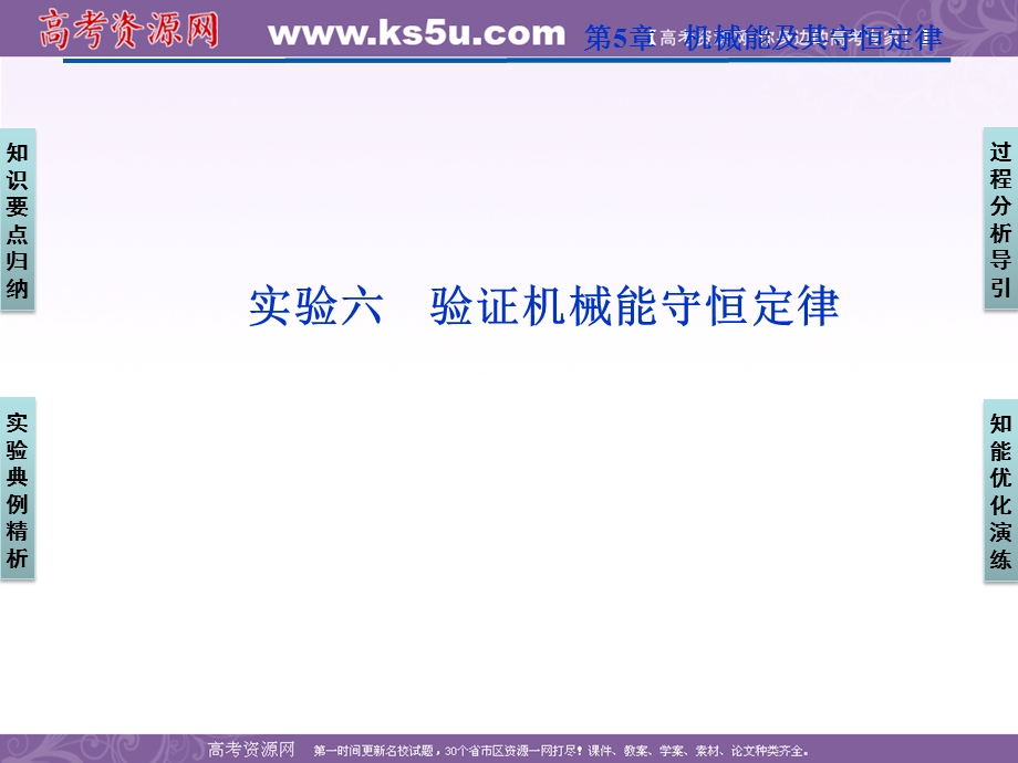 2012优化方案高三物理一轮复习课件--实验六《验证机械能守恒定律》.ppt_第1页